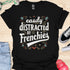 Easily distracted by frenchies - V5 - Baseball Text T-Shirt